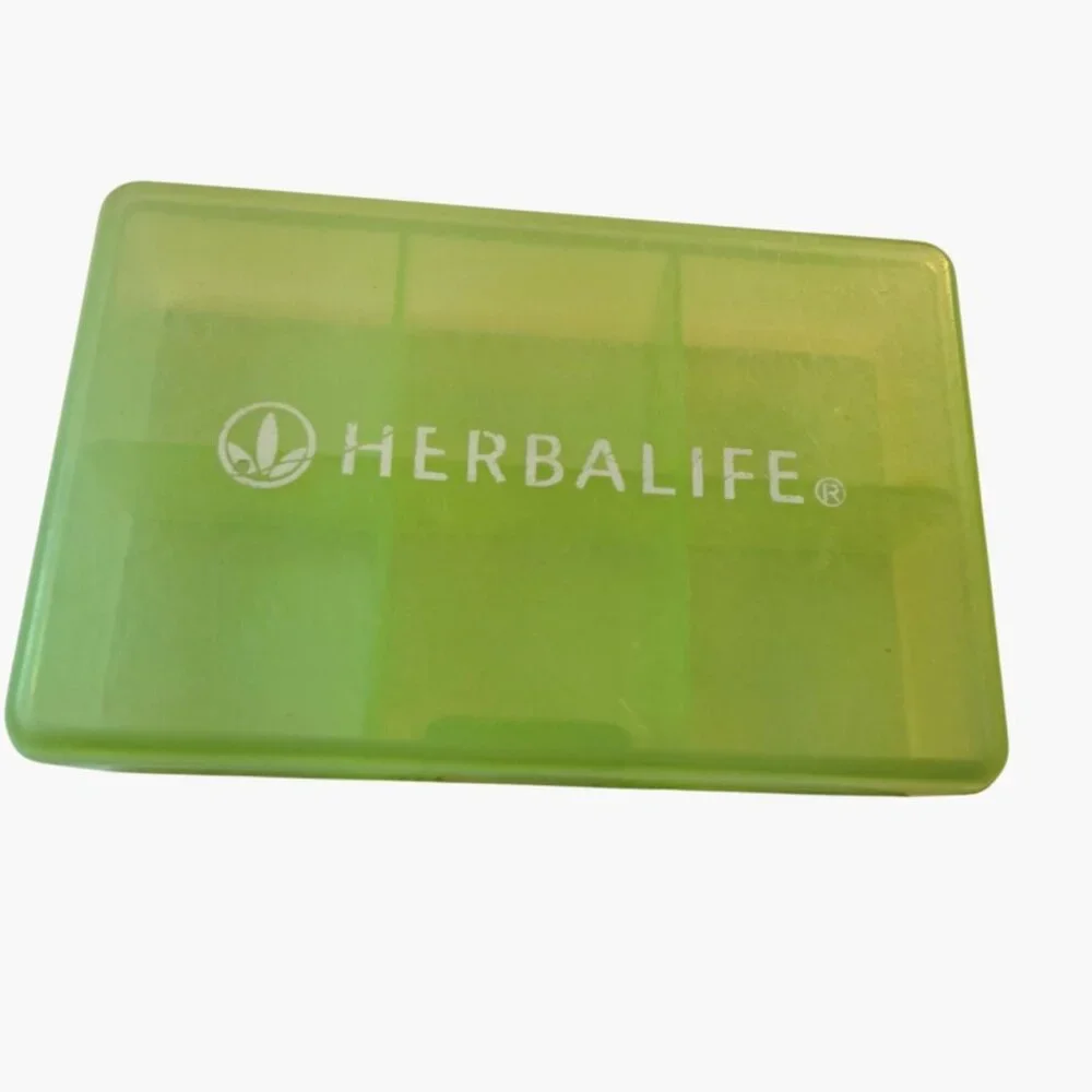 Green Plastic Pill Box Organic 6 Compartments